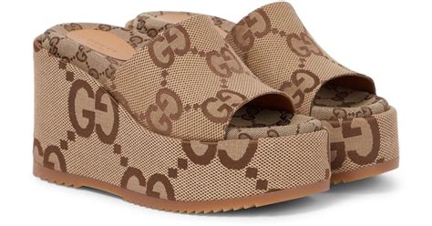 gucci brown wedges